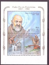1999 Foglietto Padre PIo Integro MNH Catalogo Bf 20