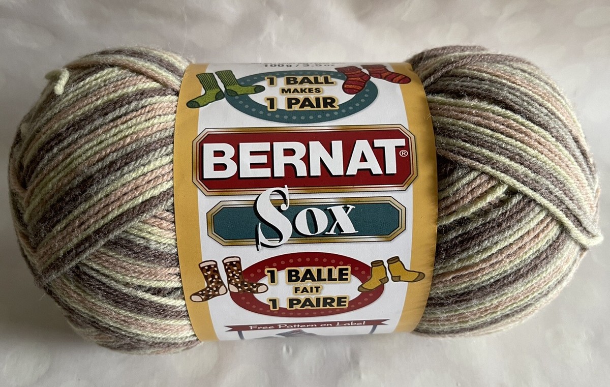 Skein Bernat Sox Superfine Sock Yarn 1005 Camouflage Pink Brown