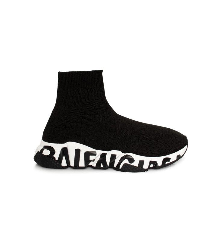 SAOLA BALENCIAGA Sneakers Scarpe da ginnastica Calzino Nero Lavorate a Maglia Suola Graffiti £975 Made In Italy