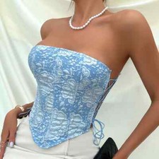 Burlesque Corsage Sexy Kurz Top Azzurro 86768