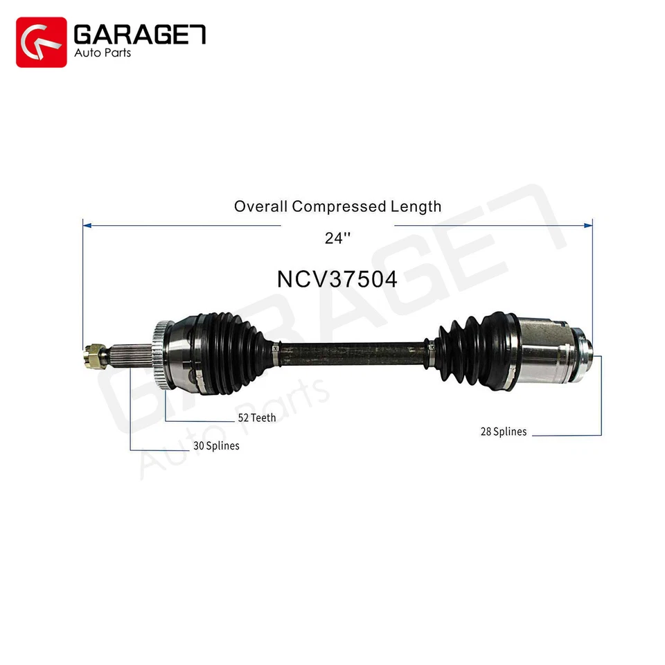 For 2007 2008 2009 2010 2011 2012 Hyundai Veracruz Front Pair CV Axle Assembly - Image 3 of 4