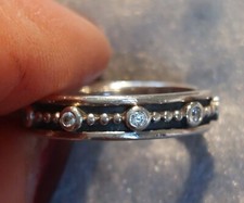 Genuine Sterling Silver Pandora Band with cubic zirconia Ring Size 52