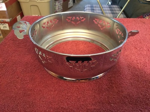 Formanware Decorative Chrome on Brass Casserole Bowl holding Ring 