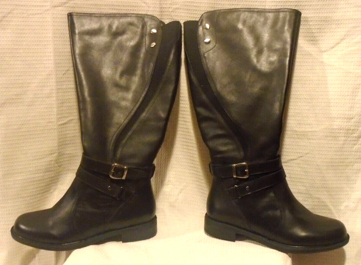 Wide calf leather clearance boots size 8.5