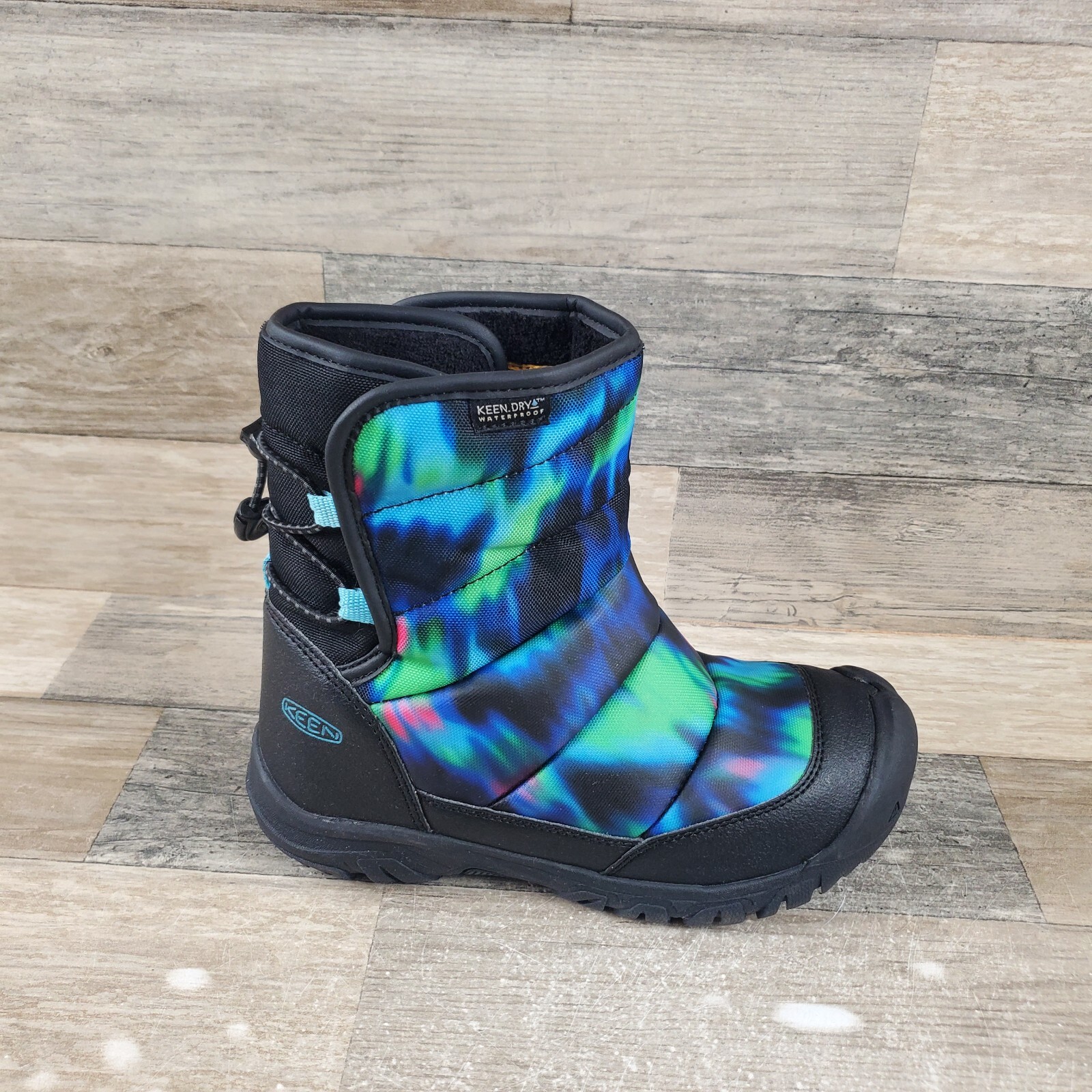 Stivali da neve Keen Puffrider per bambini taglia 2 impermeabili aurora boreale neri stivali invernali