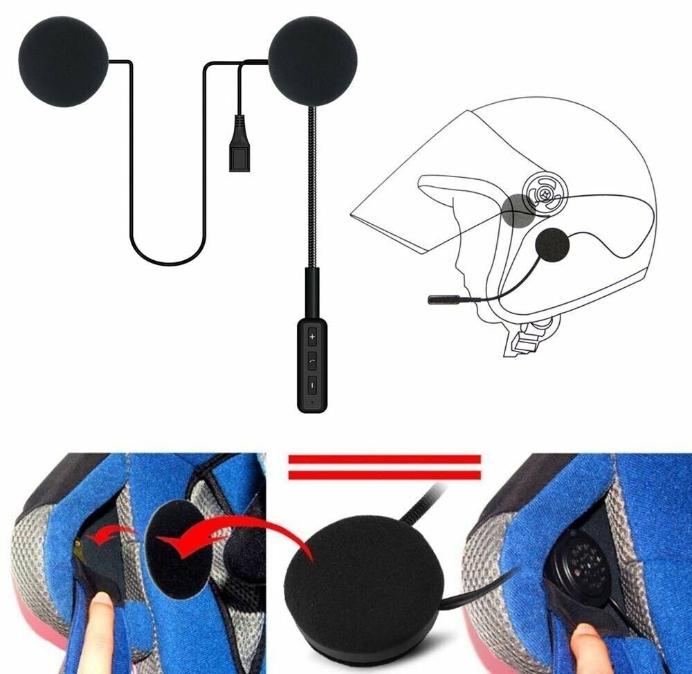 HEADSET MICROFONO AURICOLARE BLUETOOTH IMPERMEABILE PER CASCO MOTO MP3 foto 2