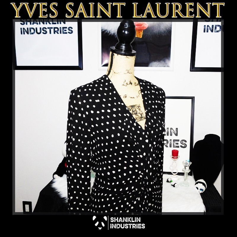 🤍🐼YVES SAINT LAURENT🐼🤍NWT Butterfly Silk Polka Dot Blouse SZ