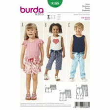 Burda 9388 Toddler's Pants Sewing Pattern Size 2-7