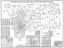 Denver Boulder FT Collins NE CO Laminated Zip Code Wall Map