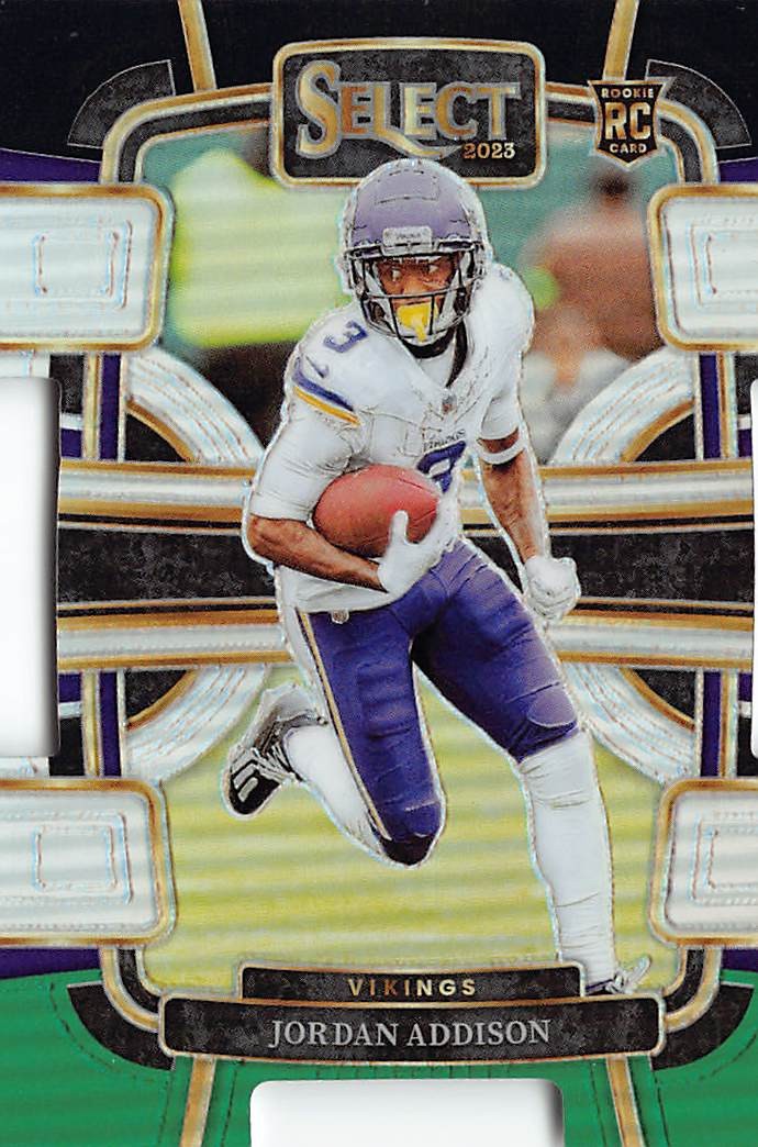 2023 Panini Select #66 Jordan Addison Black and Green Prizms Die Cuts