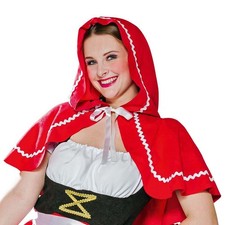Rotkäppchen-Umhang Universalgröße Damen Cape mit Kapuze rot kurz Fasching 