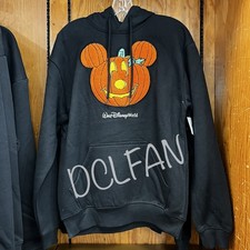 Disney World Parks Halloween Mickey Mouse Pumpkin Pullover Hoodie Sweatshirt XL