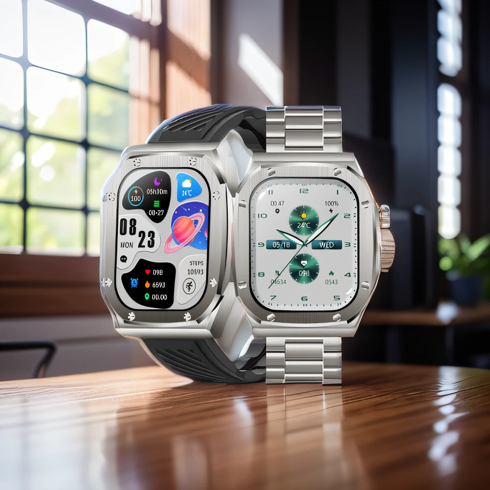 Reloj Inteligente Impermeable Bluetooth Llamada Fitness Rastreador Brújula con 2 Correas Foto 3 de 4