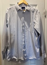 Men's Stafford Dress Shirt Gray/White Pinstripe Size Tall XLT