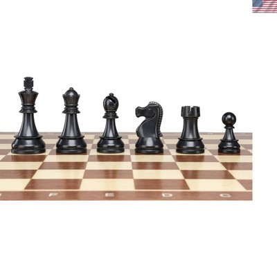 Durable Weighted Chess Pieces with Green Felt Base - 32 pcs, 3.75'' King Height