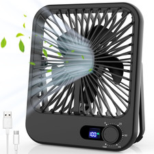 Small Desk Fan, 100 Speeds Personal Fan Portable Rechargeable with Battery Power