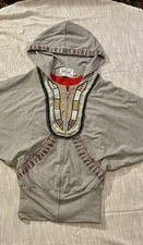 Vava by Joy Han Embroidered Zip Hoodie XS Gray Boho Festival Y2K Revival