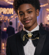 Black Tuxedo bling bow tie with Gold sparkle  Oversized Butterfly Adjustable