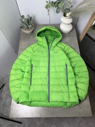Norrøna Down Jacket Men’s Size M Bright Green Hooded Puffer Outdoor Insulated - product listing photo
