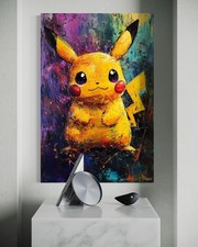 Pikachu Leinwand Bild Pokemon Anime Farbig Wandbild Cartoon Pop Art