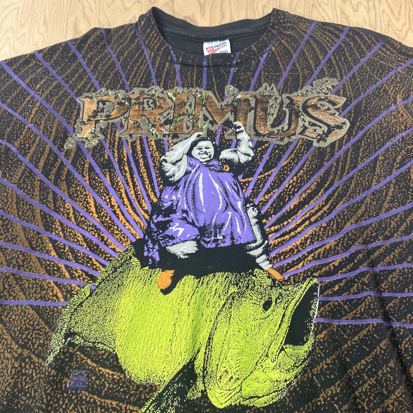 Vtg Primus Pork Soda Lady 90s Mens XL All Over Print Band Shirt USA Rare (0137) image 3