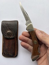 Vintage Chicago Cutlery L33 Folding Lockback Knife In Leather Sheath Japan Vg Vintage Chicago Cutlery L33 Folding Lockback Knife In Leather Sheath Japan Vg