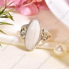 White Scolecite Ring 925 Sterling Silver Handmade Scolecite Boho Jewelry Ring