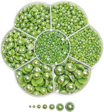 3000PCS 1 Box Green round Flatback Imitation Half Pearls Bead Loose Beads Gem G