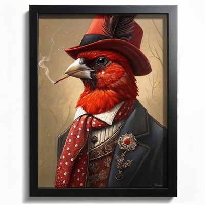 Vintage Vogel Kunstdruck Vogel im Anzug Gemälde Tier Wandbild Kardinal Vogel Kunst