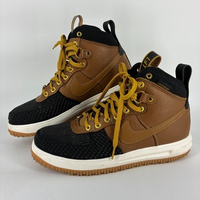 Nike Lunar Force 1 Duckboot Water Resistant High Top Leather Sneaker Brown Black