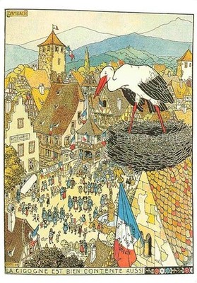 Hansi Waltz J J artist card Alsace Alsace La Cigogne est bien contente aussi