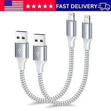 Apple Mfi Certified Short Iphone Charger 1Ft 2Pack,Usb a to Lightning Cord Nylon