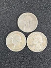 Lot of 3 90% Silver Quarters 2 Washington 1 No Date Standing Liberty 1956 1963 D