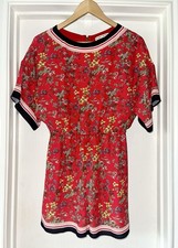 Alice & Olivia Kimono Red Floral Short Sleeve Dress (No Belt Strap)