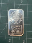 JM Republic National Bank Of New York 1 Oz .999 Silver Bar Serial # 003787 Low #