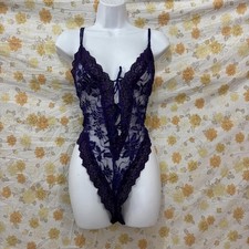 Victoria  s Secret gold label royal purple lace Teddy lingerie size large