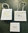 Dior White Paper Gift Bags x2 with Handles and a small square box