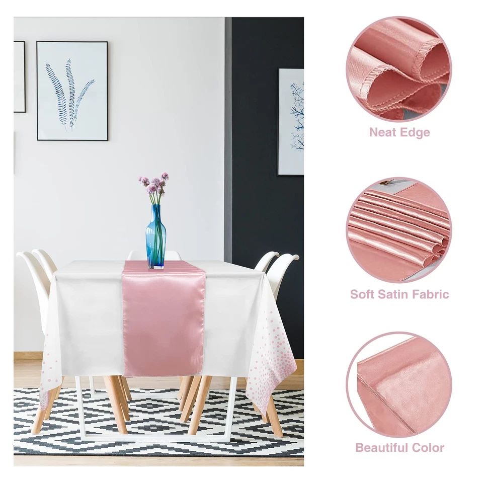 Pacote com 24 Toalhas de Mesa Ouro Branco e Rosa - Toalhas de Mesa PEVA Retangulares e... - Imagem 3 de 4