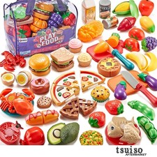 Bright and Safe 78Pc Pretend Kitchen Food Set with Storage Bag for Toddlers