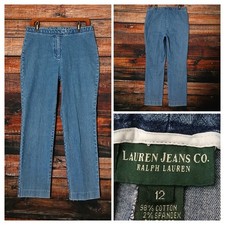 Ralph Lauren Jeans Size 12 Vintage High Rise Ankle Mom Blue Denim No Pockets