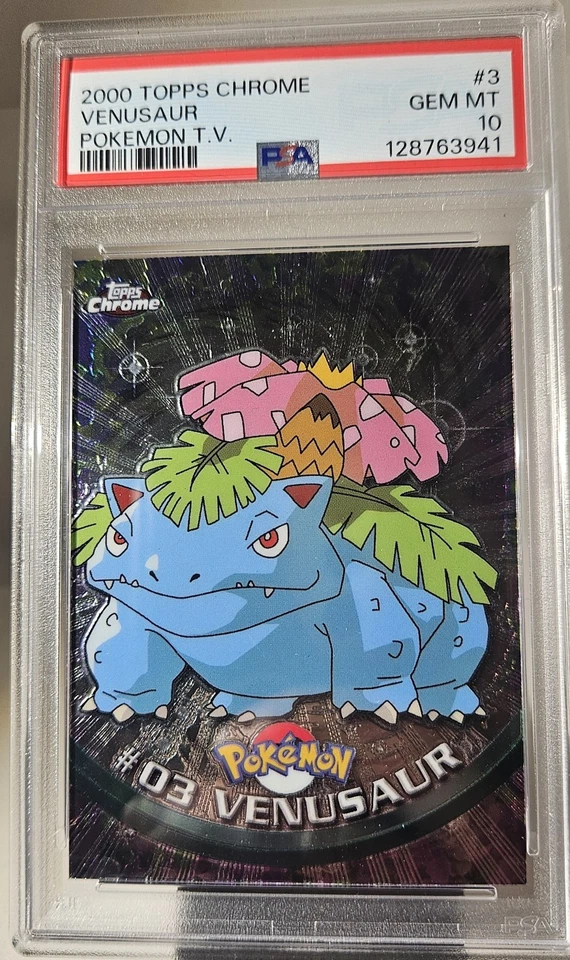 2000 Topps Chome VENUSAUR # 3 PSA - 10 POKÉMON TV - Image 2 of 4