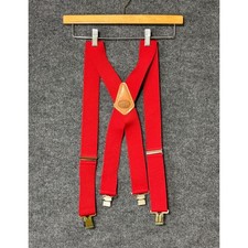 Duluth Trading Co Mens OS Suspenders Red Heavy Duty Elastic X-Back Leather