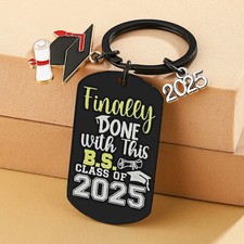 Done W/ B.S Class of 2025 Graduation Charm Pendant Keychain Keyring Ring Gift