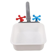 1 Set Toy Kitchen Set for Kids Reusable Plastic Water Sink with Faucet Playset