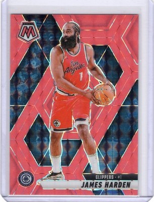 2024-25 Panini Mosaic - James Harden #42 Fluorescent Red Mosaic