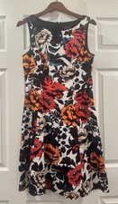 Adrianna Papell Womens Blue Floral Print Fit & Flare Dress Size 12