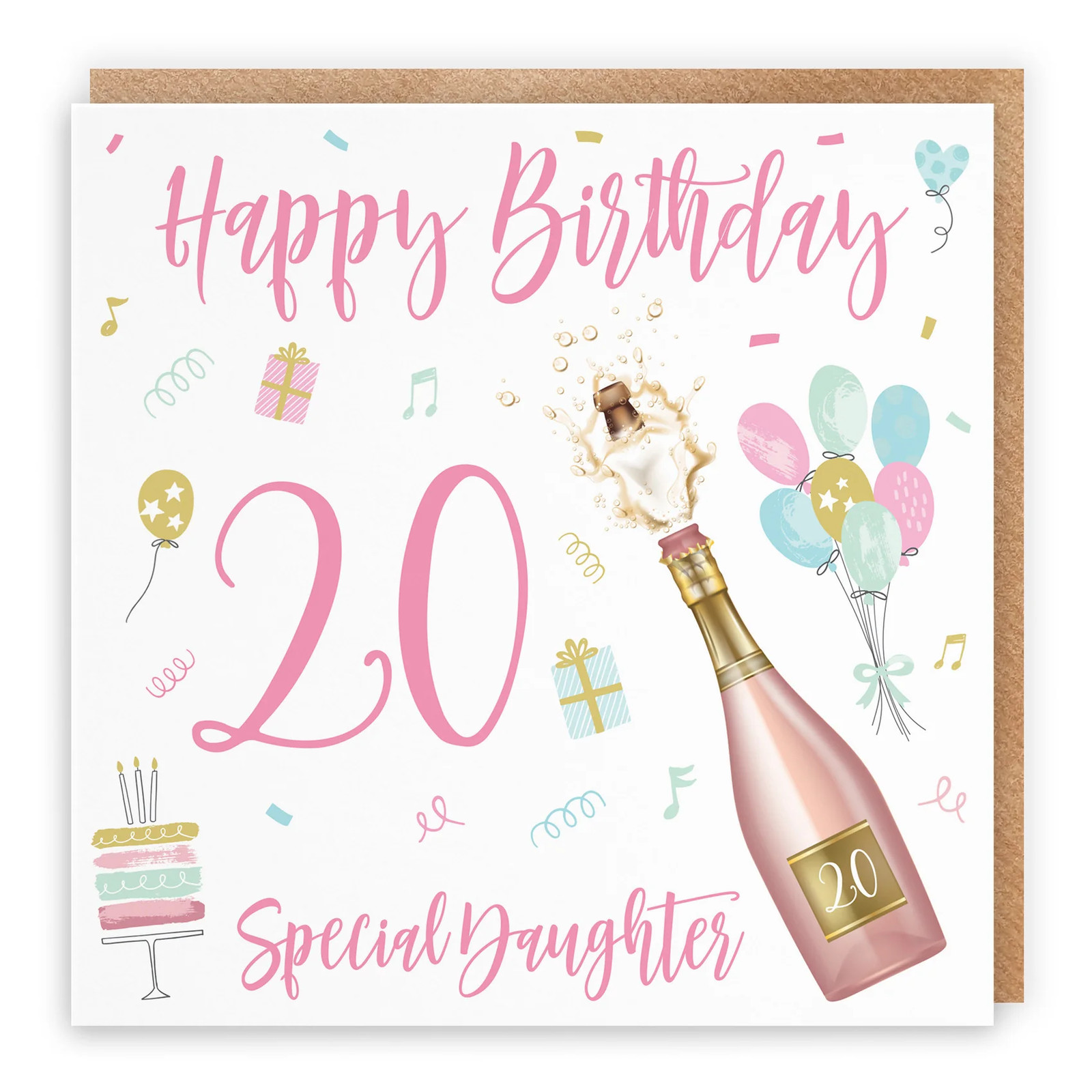 20th Daughter Birthday Card Champagne