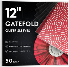 Gatefold Vinyl Outer Sleeves for 12" Records, 3 Mil Clear, 50Pcs