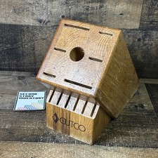 Cutco 13 Slot Wooden Knife Block Holds 12 Knives + Sharpener Hole