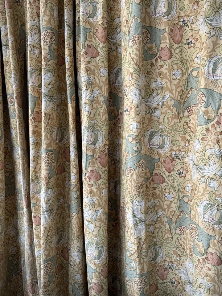 Golden Lily William Morris Lino 192” x 99” 2 Paneles Cortinas Sanderson Foto 3 de 4